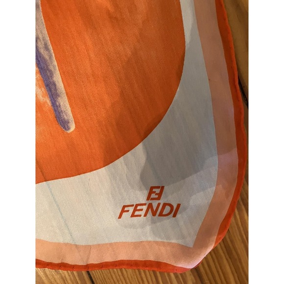Vintage FENDI Scarf Silk Chairs Orange Pink 60x15 High end Old Money - Picture 3 of 12